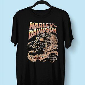 Vintage 90s Harley Davidson Motorcycles Black Graphic T-shirt